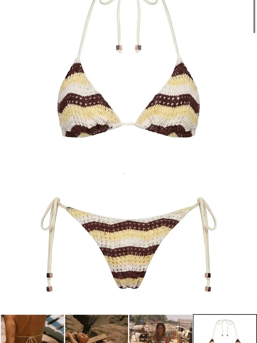 Princess Polly Passiona Tie Side Bikini Bottom – Butter/Chocolate | Size 2 | NWT